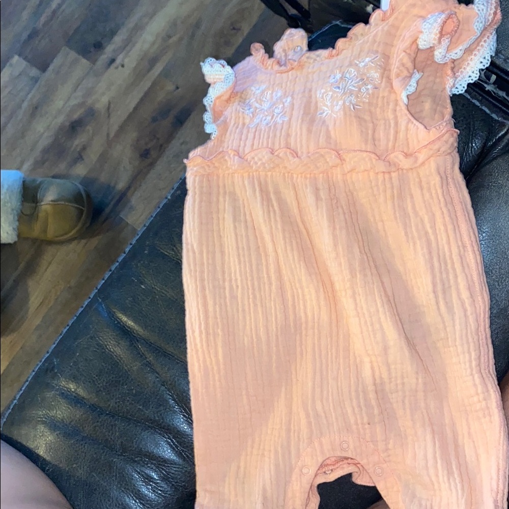 Cat & Jack Peach One Piece with White Embroidery